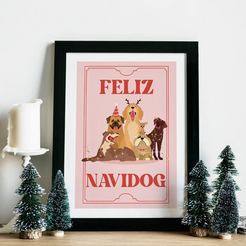 Feliz Navidog, Christmas Dog Art Print, 6 of 12