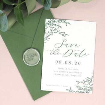 Delicate Foliage Wedding Save The Date Cards, 2 of 2