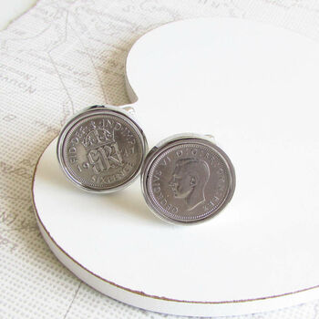Personalised Sixpence Year Coin Cufflinks, 2 of 6