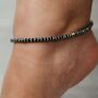Sterling Silver Black Bead Simple Chain Anklet, thumbnail 1 of 3