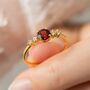 Garnet Five Stone Ring In Sterling Silver And Gold Vermeil, thumbnail 7 of 12