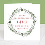 Granddaughter Personalised Wreath Christmas Card, thumbnail 2 of 3