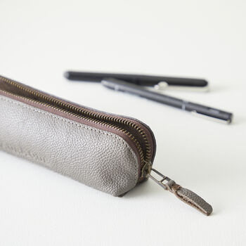 Fair Trade Handcrafted Leather Slimline Pencil Case, 7 of 12