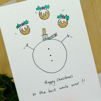 Personalised 'Juggling Snowman' Handmade Card, 5 of 10