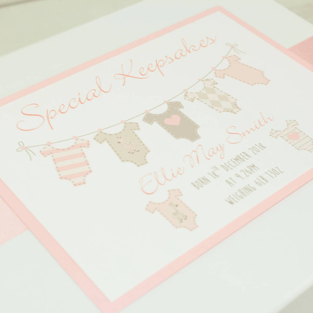 personalised baby grow keepsake box by dreams to reality design ltd