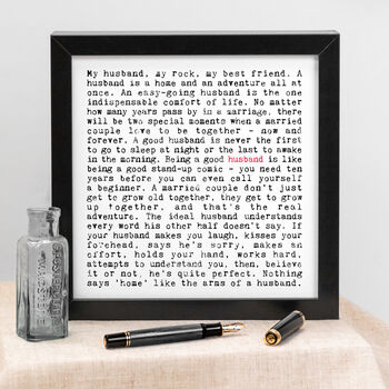 Husband Quotes Print, Anniversary Gift For Him, 2 of 6