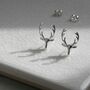 Sterling Silver Stag Stud Earrings, thumbnail 3 of 7