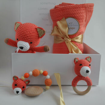 Organic Fox Toy Baby Gift Set, 2 of 9