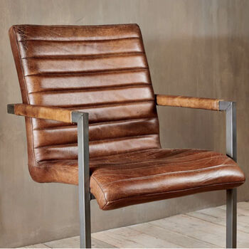 Ribbed Leather Desk Chair, 3 of 4