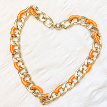 Chunky Wrapped Thread Statement Chain Necklace, 2 of 2