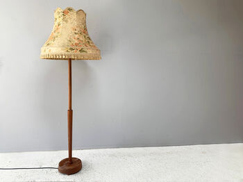 Vintage Floor Lamp / Fringed Floral Shade, 2 of 5