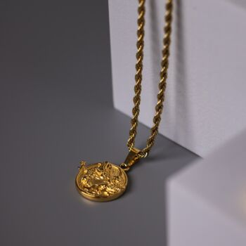 Gold Dragon Tiger Ying Yang Steel Pendant Necklace, 4 of 12
