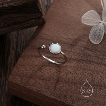 White Opal Open Ring In Sterling Silver, 5 of 9