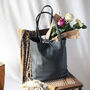 Dark Grey Soft Leather Tote Shopper, thumbnail 3 of 12