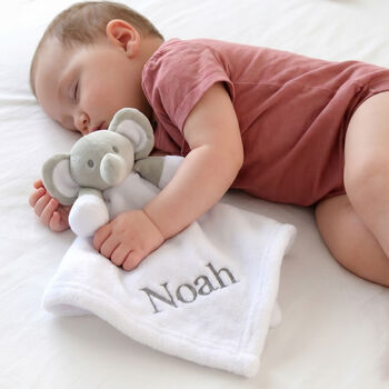 Personalised White Elephant Baby Comforter, 2 of 8