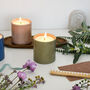 Lino Print Botanical Candle Pot With Refill Olive Green, thumbnail 6 of 7