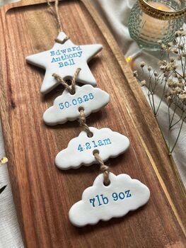 Personalised New Baby Hanging Clay Keepsake, 9 of 10