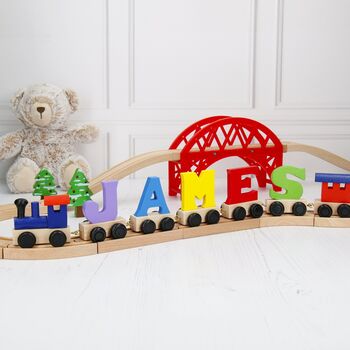 Personalised Childrens Wooden Name Train Set, 2 of 4