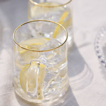 Set Of Four Gold Rimmed Clear Glass Mug, 4 of 4