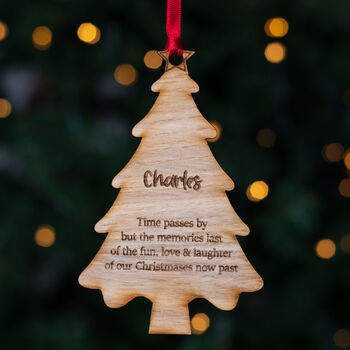 Personalised Wooden Christmas Tree Memorial Bauble, 7 of 7