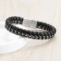 Personalised Woven Leather And Stainless Steel Bracelet, thumbnail 2 of 10