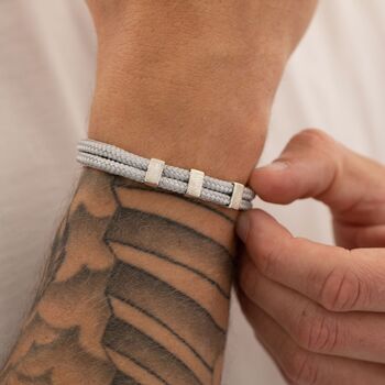Men's Cord And Silver Fingerprint Family Bracelet, 2 of 7