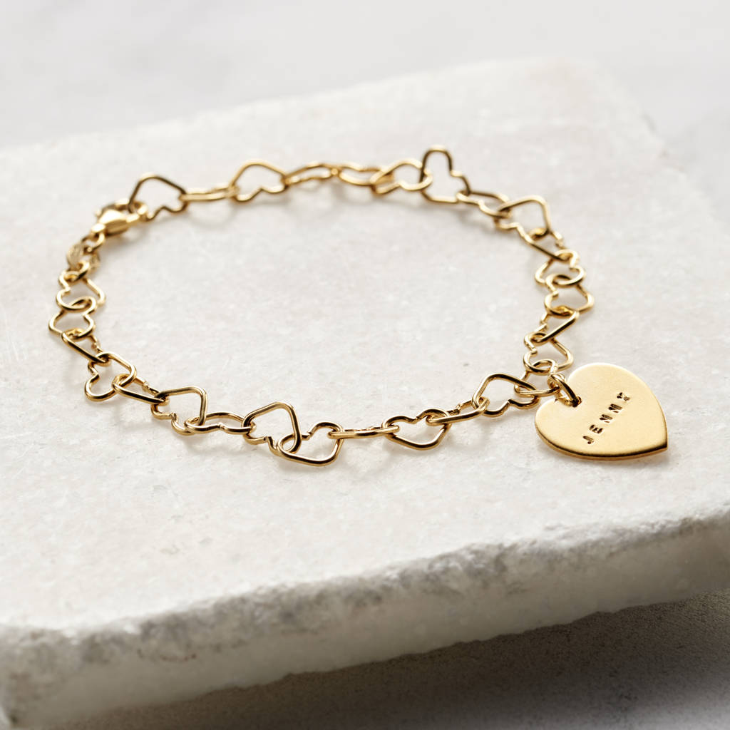 Personalised Interlinking Heart Bracelet By Posh Totty Designs