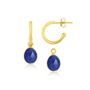 Manhattan Gold Plated And Lapis Lazuli Earrings, 3 of 4