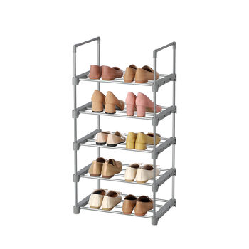 Five Tier Grey Stackable Shoe Storage Organiser Rack, 7 of 9