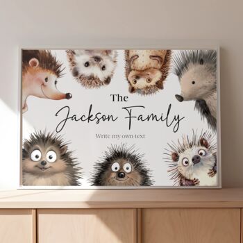 Personalised Hedgehog Family Print And Fun Quote, 3 of 6