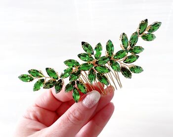 Vibrant Green Crystal Hair Comb, 3 of 4