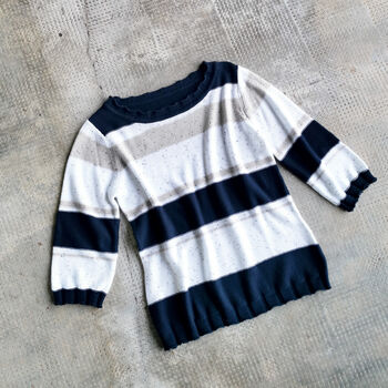 Adelaide Striped Cotton Jumper With Mini Sequins, 5 of 8