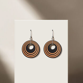 Halloween Black And Orange Stripey Circular Earrings, 3 of 5