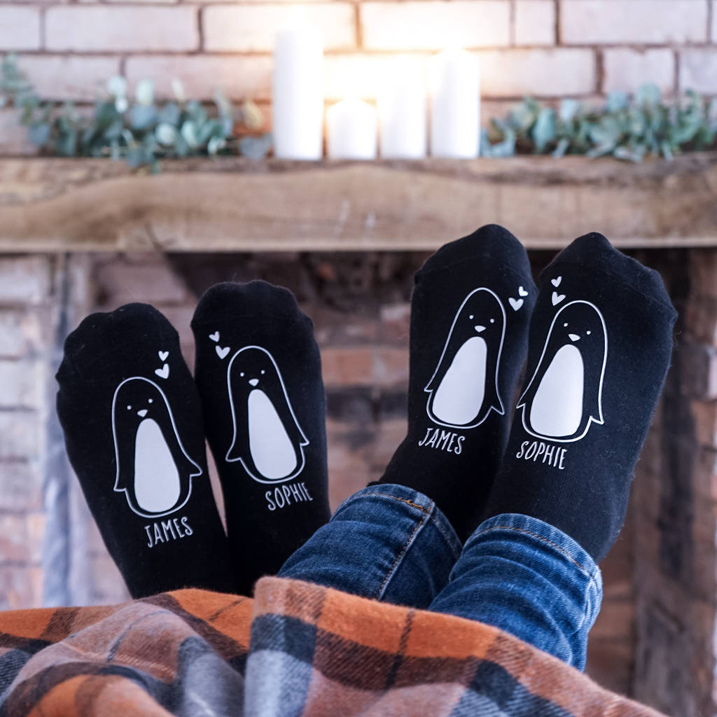 Personalised Penguin Couple Socks, 1 of 6