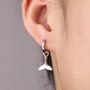 Sterling Silver Whale Tail Huggie Hoop Earrings, thumbnail 3 of 10