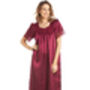 British Made Burgundy Short Sleeved Satin Nightdress With Lace Detail Ladies Size 8 To 28 UK, thumbnail 1 of 5