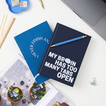 My Brain Has Too Many Tabs Open | Hardback A5 Lined Notebook In Blue, 2 of 5