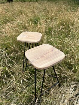 Solid Elm Wood Stool, 2 of 3