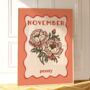 Birth Month Flower Print November Peony, thumbnail 2 of 3