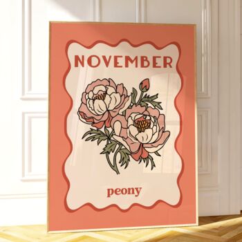 Birth Month Flower Print November Peony, 2 of 3