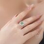 Sterling Silver Vintage Inspired Green Jade Cz Ring, thumbnail 5 of 12