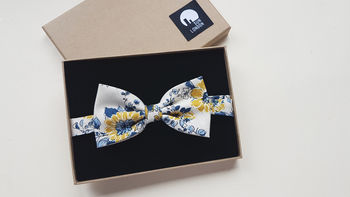 Abbey Yellow And Blue Floral Bow Tie, 2 of 3