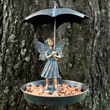 Hanging Bird Feeder Fairy With Umbrella Bird Bath Decor, 7 of 11