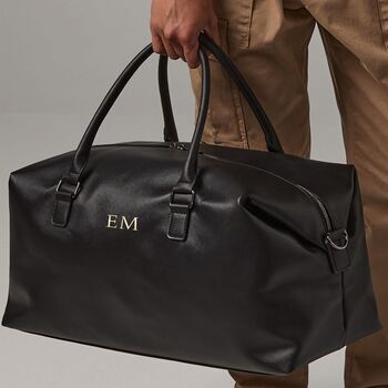 Men’s Personalised Black Weekender Bag, 6 of 9