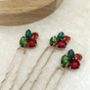 Red And Green Crystal Hair Pins, thumbnail 6 of 6