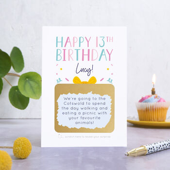 Personalised 13th Birthday Present Scratch Card, 2 of 11