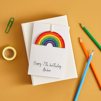 Personalised Kids Colouring In Rainbow Birthday Card By Bombus ...