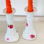 Pair Of Vintage Porcelain Floral Candlesticks ~ 30, thumbnail 4 of 6