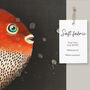 Vintage Fish Illustration Fabric Shower Curtain, thumbnail 4 of 4