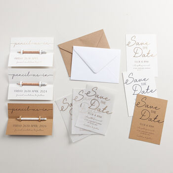 Foiled Minimal Script 'Pencil Us In' Save The Date, 2 of 2